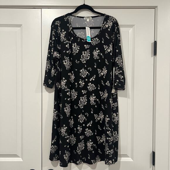 NWT Women's Nine Britton Stitch Fix‎ Dress Black with White 1X Plus - Picture 1 of 8